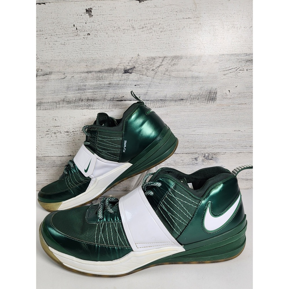 Nike Zoom Revis Men 11.5 Green White Flywire Mid Strap Sneaker 555776-301 Good